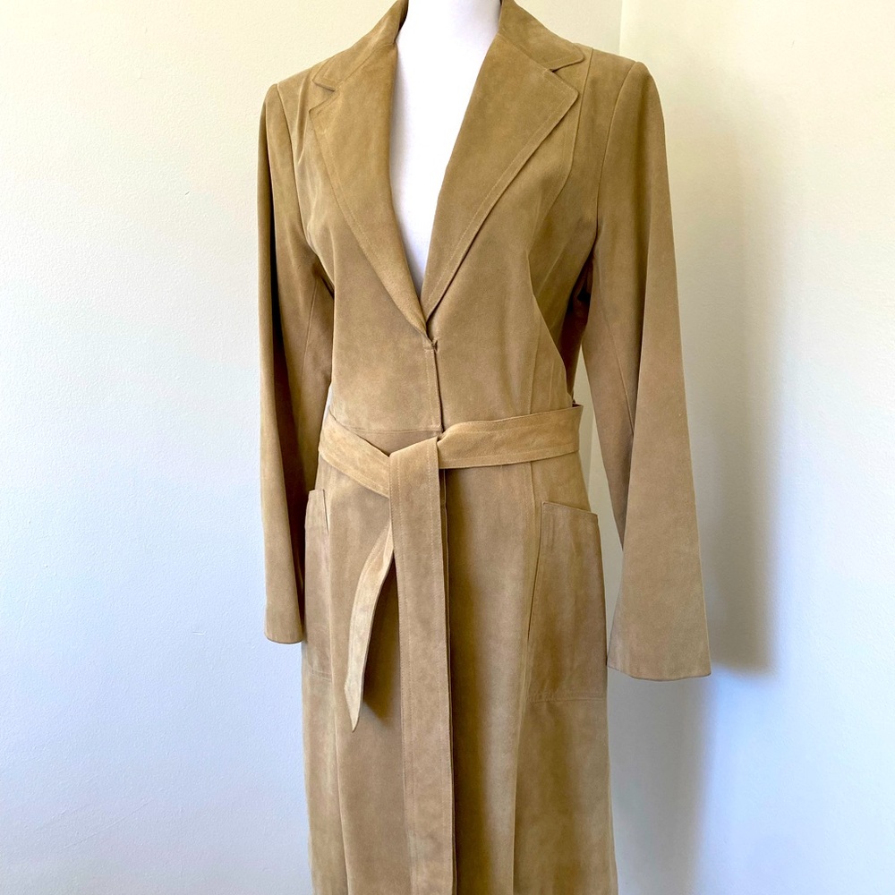 Theory -Perfect Camel color full length suede coat with tags.